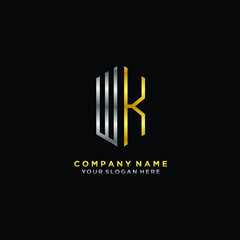 letter WK Minimalist style of gold and silver. luxury minimalist logo for business