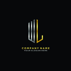 letter WL Minimalist style of gold and silver. luxury minimalist logo for business