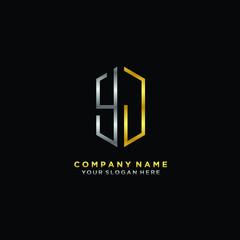 Fototapeta premium letter YJ Minimalist style of gold and silver. luxury minimalist logo for business