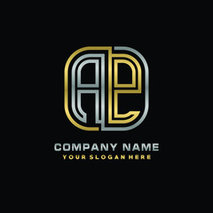 initial letter AP logo Abstract vector minimalist. letter logo gold and silver color