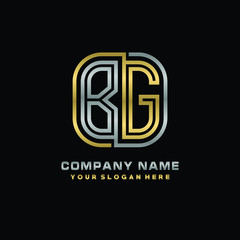 initial letter BG logo Abstract vector minimalist. letter logo gold and silver color