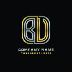 initial letter BV logo Abstract vector minimalist. letter logo gold and silver color