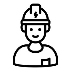 Electrician in helmet icon. Outline electrician in helmet vector icon for web design isolated on white background