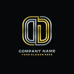 initial letter DD logo Abstract vector minimalist. letter logo gold and silver color