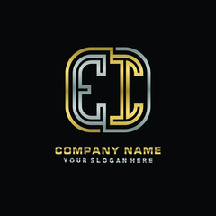 Fototapeta premium initial letter EI logo Abstract vector minimalist. letter logo gold and silver color