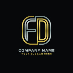 initial letter FO logo Abstract vector minimalist. letter logo gold and silver color