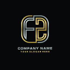 initial letter FZ logo Abstract vector minimalist. letter logo gold and silver color