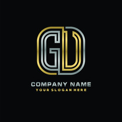 initial letter GV logo Abstract vector minimalist. letter logo gold and silver color