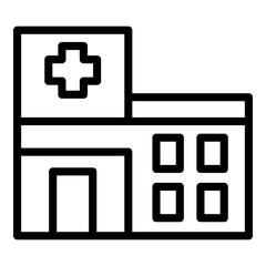 Hospital building icon. Outline hospital building vector icon for web design isolated on white background