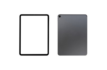 back,rear tablet grey isolated on white