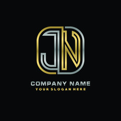 initial letter JN logo Abstract vector minimalist. letter logo gold and silver color