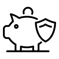 Piggy bank protect icon. Outline piggy bank protect vector icon for web design isolated on white background