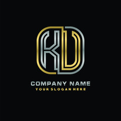 initial letter KV logo Abstract vector minimalist. letter logo gold and silver color
