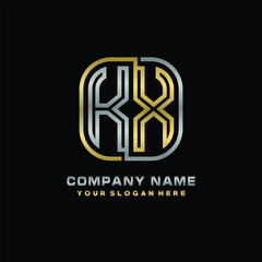 initial letter KX logo Abstract vector minimalist. letter logo gold and silver color
