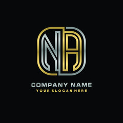 initial letter NA logo Abstract vector minimalist. letter logo gold and silver color