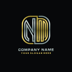initial letter NM logo Abstract vector minimalist. letter logo gold and silver color