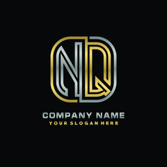 initial letter NQ logo Abstract vector minimalist. letter logo gold and silver color