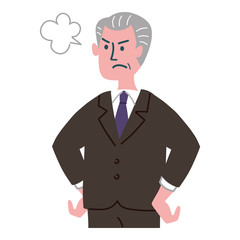 スーツ　シニア　男性　怒っている