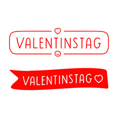 Valentinstag is valentine's Day in German. Vector hand drawn illustrations for greeting card, sticker, poster design.