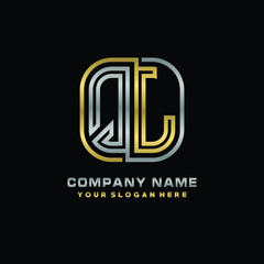 initial letter QL logo Abstract vector minimalist. letter logo gold and silver color