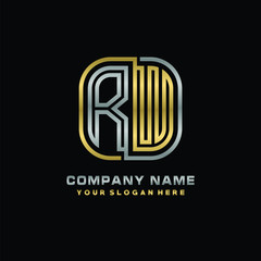 initial letter RW logo Abstract vector minimalist. letter logo gold and silver color