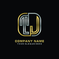 initial letter TJ logo Abstract vector minimalist. letter logo gold and silver color