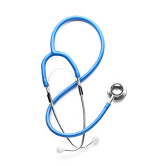 Modern stethoscope on white background