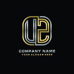 initial letter UZ logo Abstract vector minimalist. letter logo gold and silver color