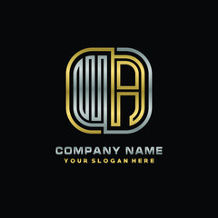 initial letter WA logo Abstract vector minimalist. letter logo gold and silver color