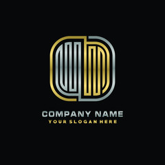 initial letter WM logo Abstract vector minimalist. letter logo gold and silver color