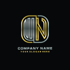 initial letter WN logo Abstract vector minimalist. letter logo gold and silver color
