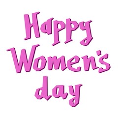 Light pink vector happy womans day lettering on white background with simple shadow. Handwritten modern brush lettering of Happy Woman s day on white background. Typography design. Greetings card
