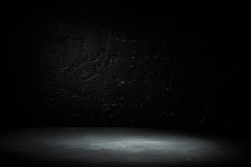 Empty top of natural stone table and stone wall background. For product display