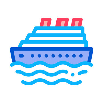 Cruise Ship Icon Vector. Outline Cruise Ship Sign. Isolated Contour Symbol Illustration