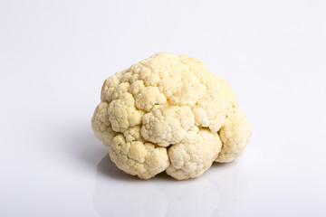 Fresh cauliflower on white background close up