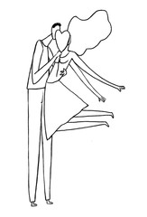 Fall in love couple. Valentine's day hand drawn illustration.