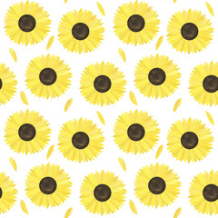  Watercolor sunflowers seamless pattern