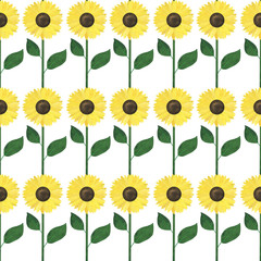 Watercolor sunflowers seamless pattern