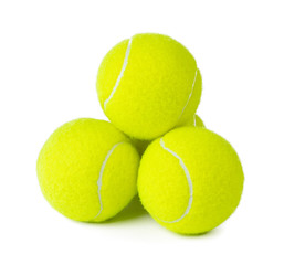 Several tennis balls isolated on white background