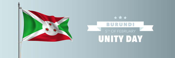 Burundi happy unity day greeting card, banner vector illustration