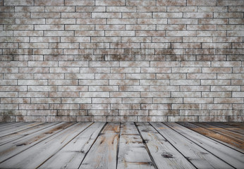 room with brick wall