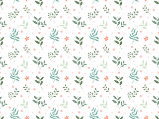 Floral seamless pattern in the white backdrop.