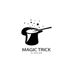 Illustration of magic hat with wand