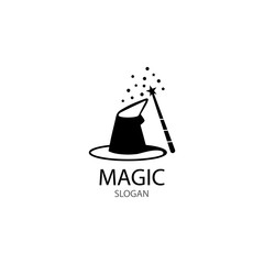 Illustration of magic hat with wand