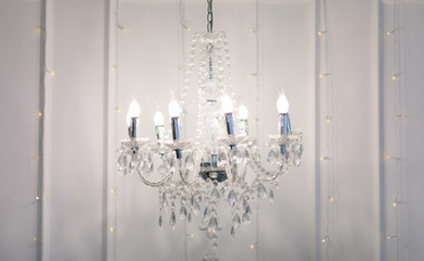 Chrystal chandelier close-up. Glamour background with copy space - Image