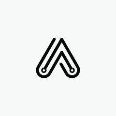 Obraz premium Letter A mono line logo with element chip. Connect concept. Technology and digital abstract dot connection - vector