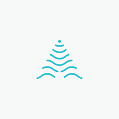 letter A with wave concept. The letter A emits signals. Simple vector logo in a modern style. - vector