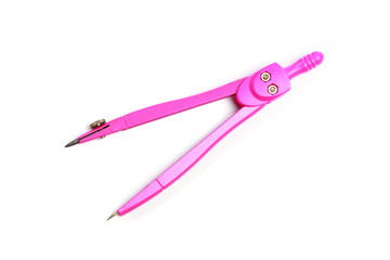 Pink compasses for drawing. Carpenter's compass, divider, Isolated on white background - Image