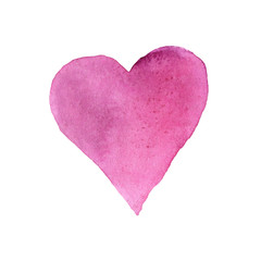 Watercolor illustration of a pink heart blurred by water. postcard to the day of St. Valentine. for design, cards, print, banners, blogs, etc.