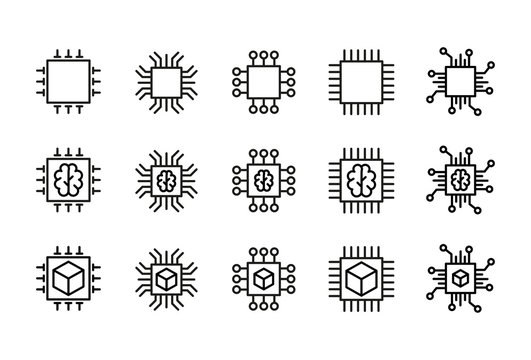 Icon set of chip.